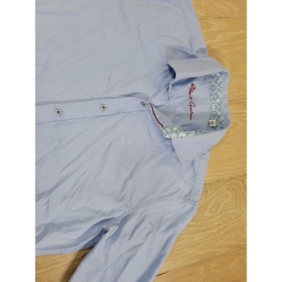 Robert Graham Classic Fit XL Flip Cuff Men's Button Shirt Blue Jacquard *Read* - Picture 3 of 12